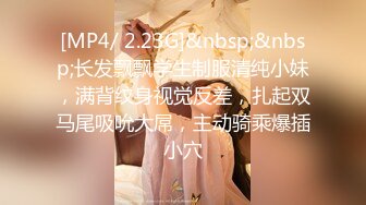 [MP4/ 2.23G]&nbsp;&nbsp;长发飘飘学生制服清纯小妹，满背纹身视觉反差，扎起双马尾吸吮大屌，主动骑乘爆插小穴